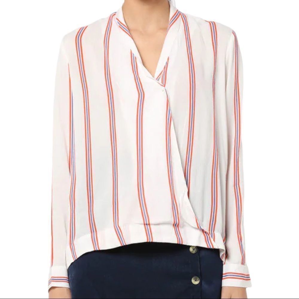 Vero Moda StripedHanna Shirt or Blouse Red White & Blue Size Large New With Tag  - Picture 2 of 11